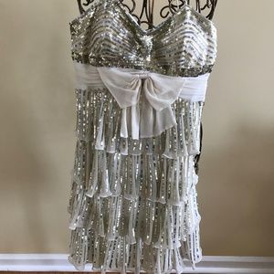 Sherri Hill Dress With Matching Metal Clutch